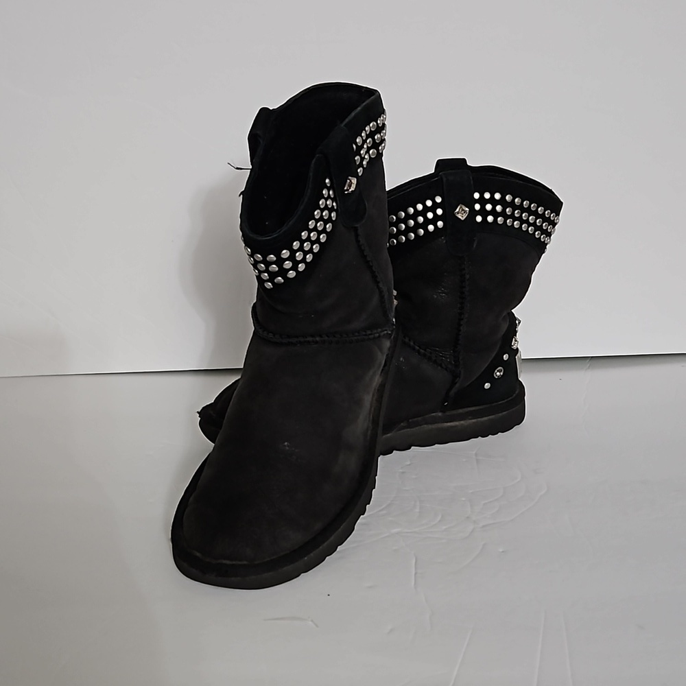 Ugg Bowen Swarovski Crystal Bling Studded Boots sz5  Black Pre-owned